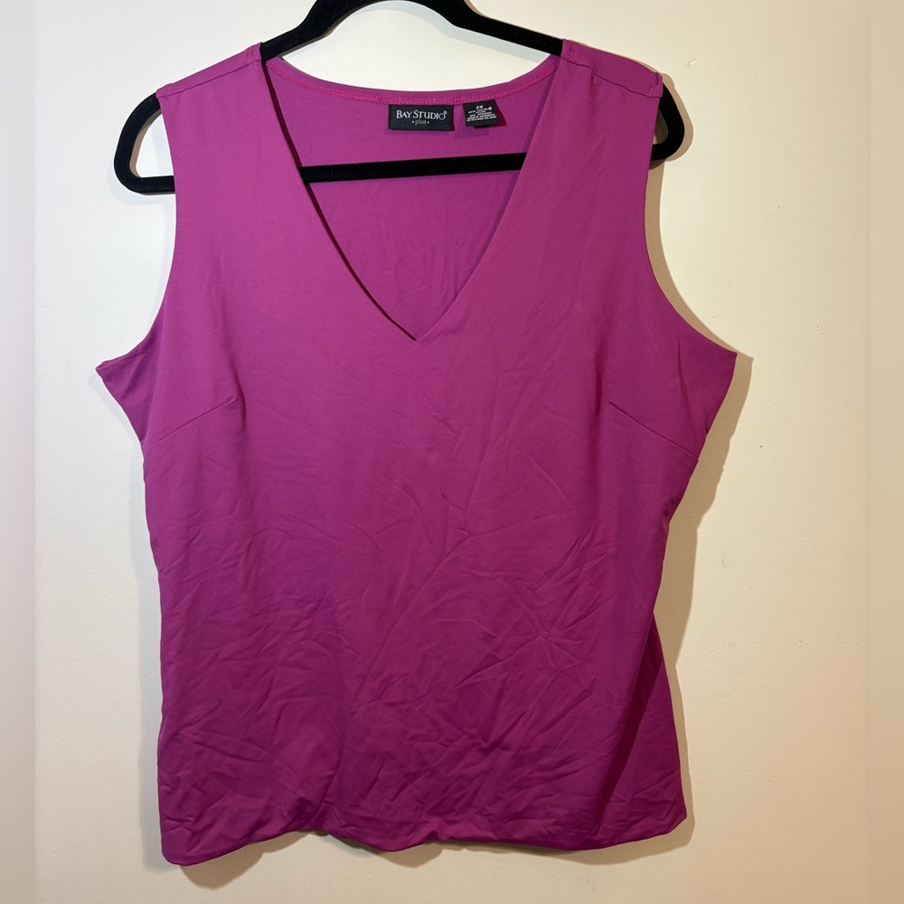 Bay Studio Women’s Plus 2XL‎ Purple V-Neck Stretch Sleeveless Tank Top layering